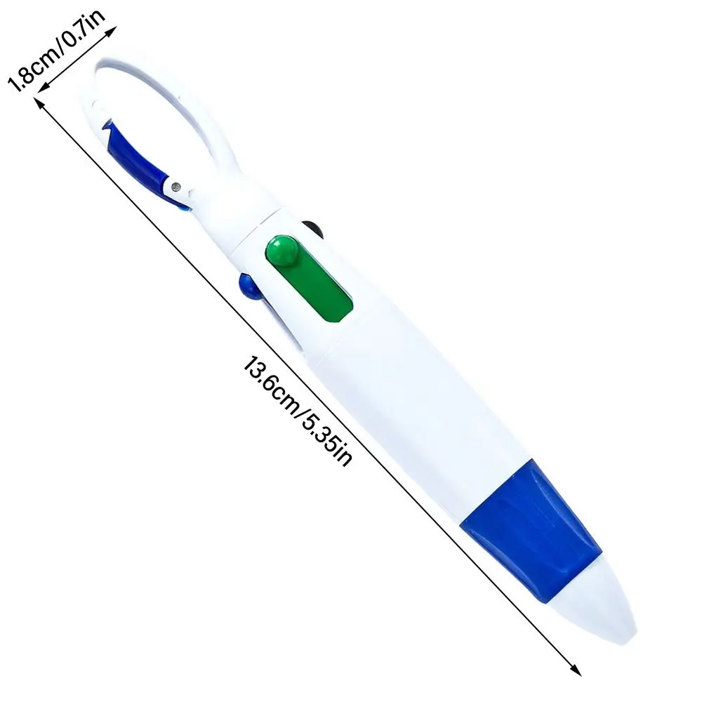 Portable Press Type Gel Pen Retractable 4 Color Inks Ballpoint Pens with Buckle Keychain For Office School Students Gift