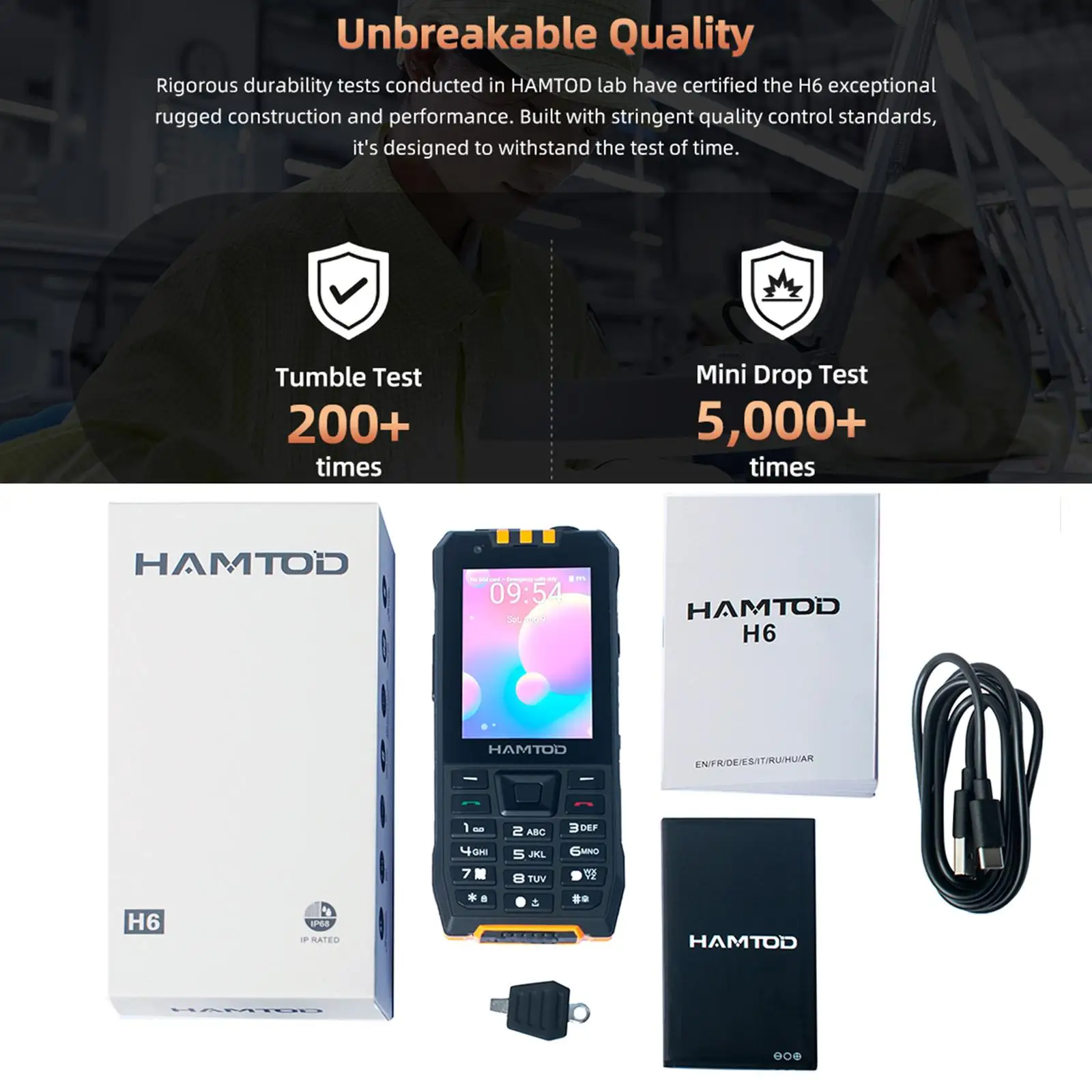 HAMTOD H6 Rugged Phone 2.83 inch Screen 3GB ROM 32GB RAM 3000mAh Battery 5MP Rear Camera 4G Android 11 Support VoLTE Cellphone