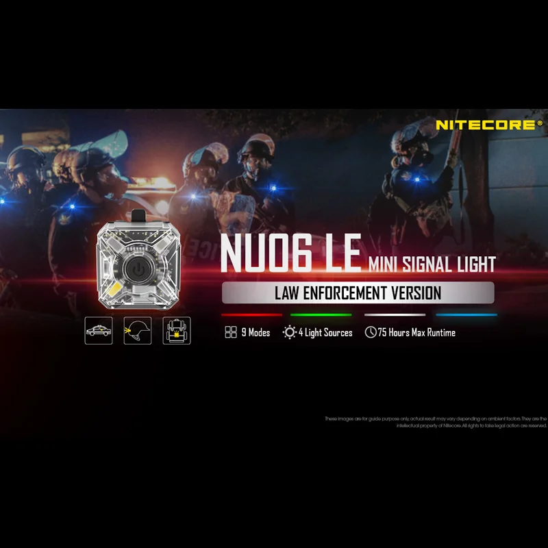 NITECORE NU06 LE USB-C 충전식 Siganl 라이트 법 집행 램프 9 가지 모드 4 광원 LED 전조등 내장 배터리