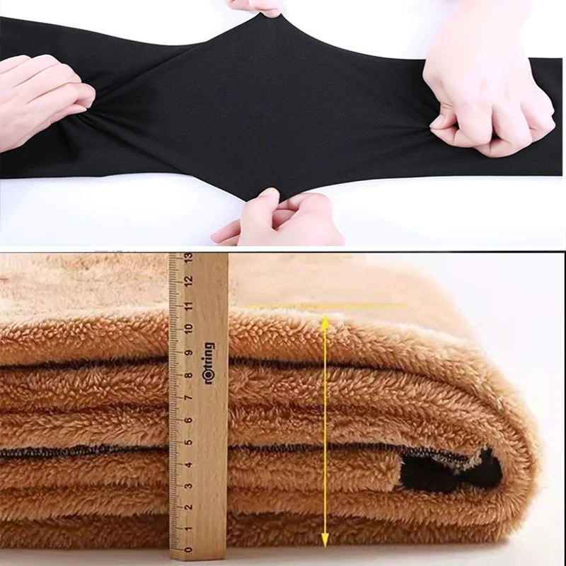 Oversize 6xl High Waist Stretch Lambswool Leggings Women Winter Add Velvet Casual Slim Pants Thick Plush Classic Skinny Pantalon