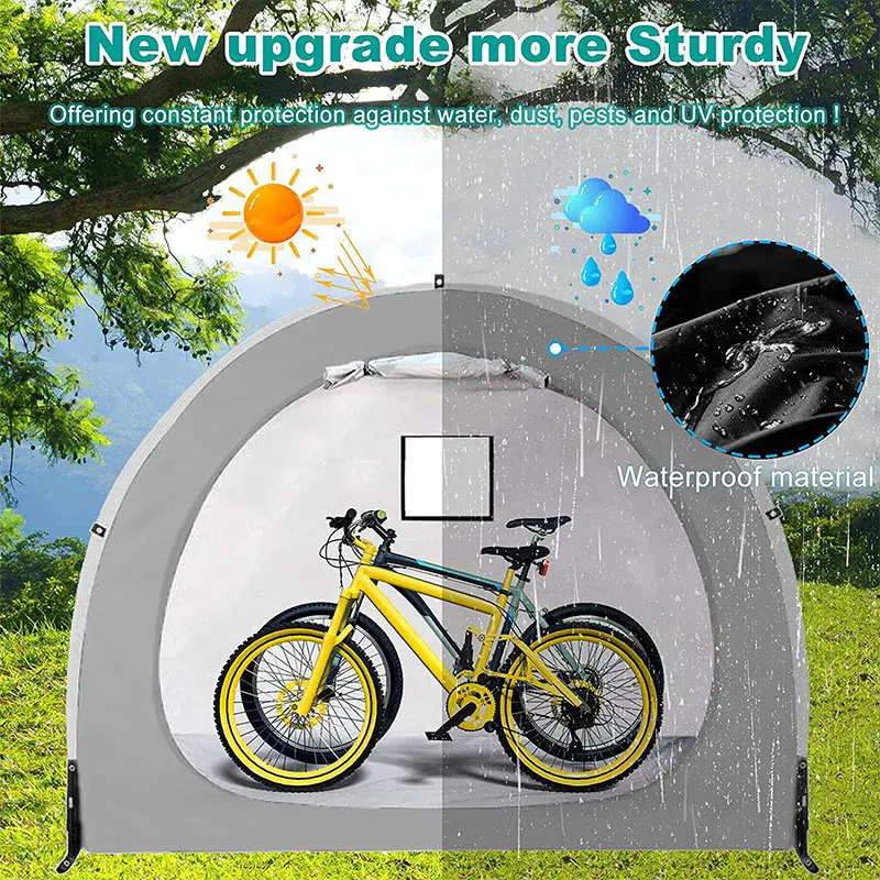 New Bike Tent Portable Outdoor Waterproof Storage Shed with Snow Tools and Combination Lock for Storage 2 Bikes or Garden Tools