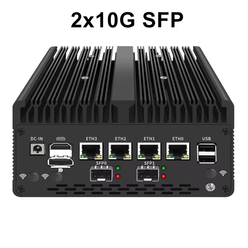 New 12th Gen Solid Firewall Appliance Intel Pentium Gold 8505 10G/1G SFP 4*2.5G RJ45 LAN 2*DDR5 NVMe Mini PC Proxmox ESXi Server 5