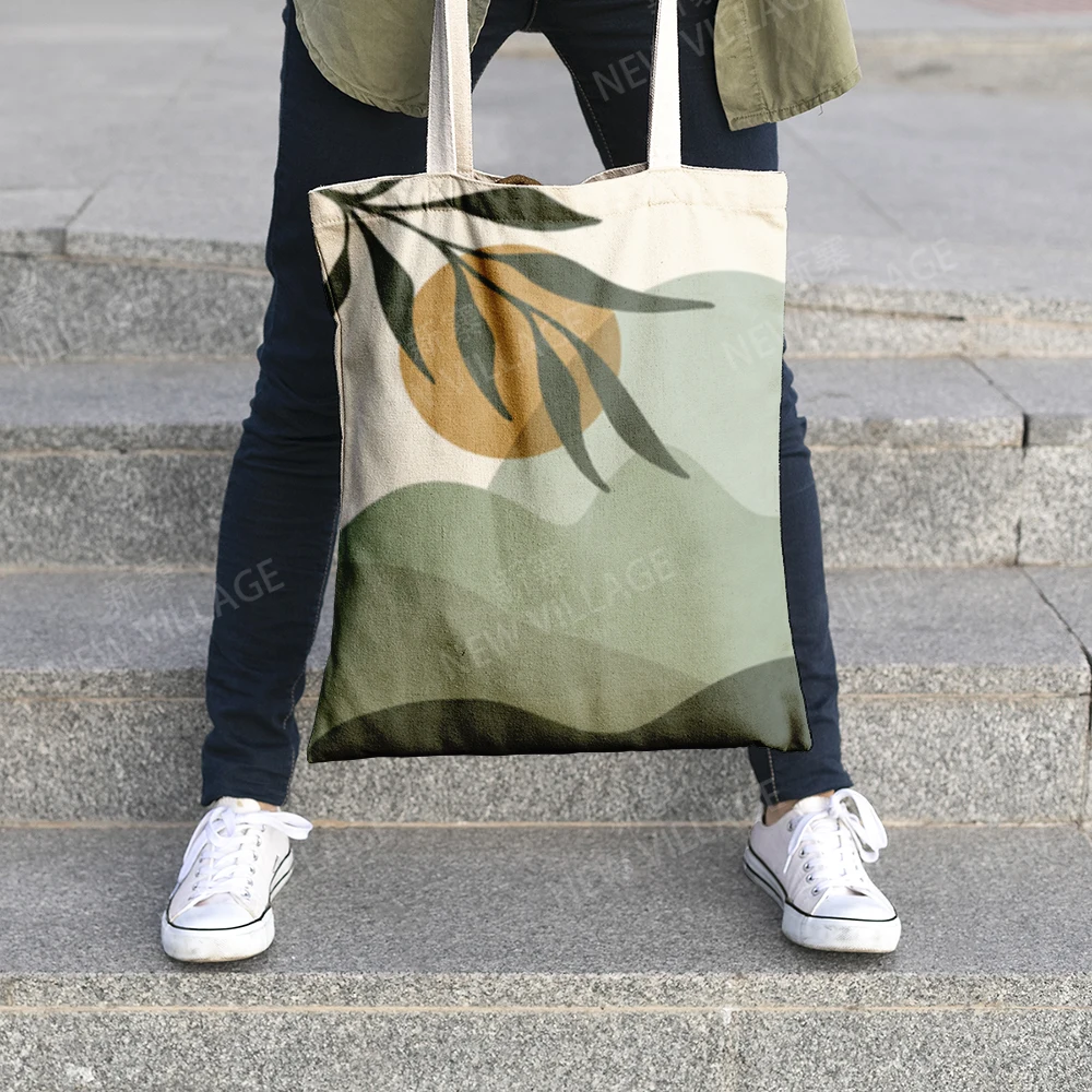 Canvas shoulder bag organization storage Handbags cosmetics travel Women's bag Shopping Fabric pouch nordic boho grocerie 6