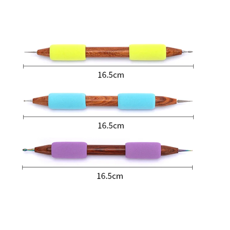 Pottery Double-headed Carving Needle Wooden Handle Clay Sculpture Carving Needle DIY Ceramic Texture Flower-shaped Ceramic Tool