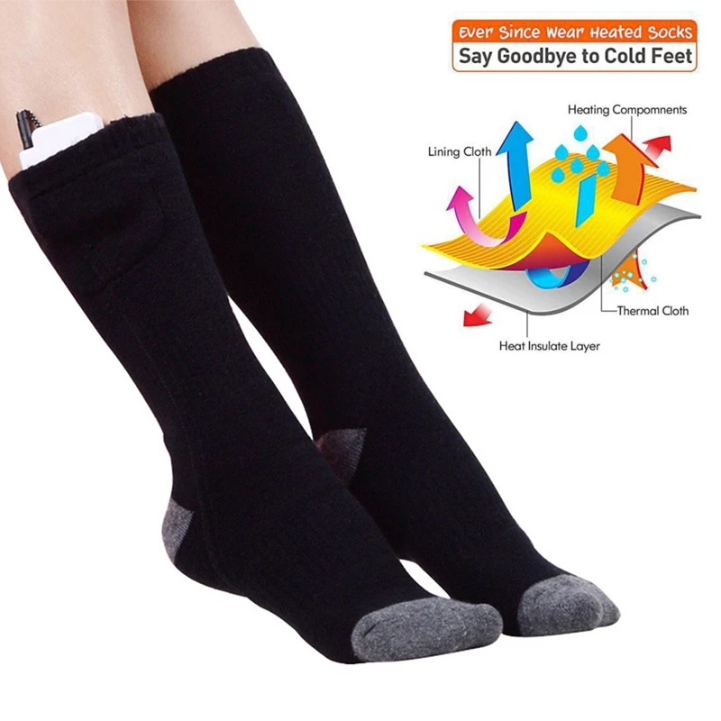 Unisex Winter Thermal Warm Electric Heated Socks with Rechargeable Battery