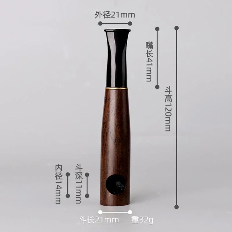 Straight Handle Smoking Pipes Cigarette Holder Creative Solid Ebony Wood Tobacco Pipes Father's Day Gift