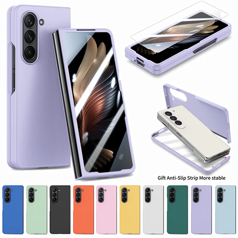 

Матовая жесткая задняя крышка из поликарбоната для Samsung Galaxy Z Fold5 складной 5 складной чехол для телефона с пленкой из закаленного стекла