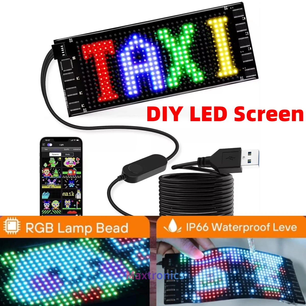 DIY-LED-Pixel-Bildschirm-programmier-bare-Text-muster-Animation ...