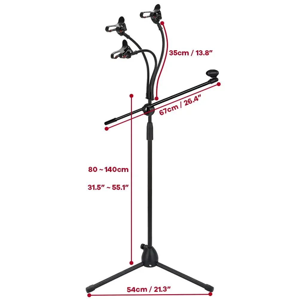 Tripod Microphone Stand with Boom Arm Multi-Functional Flex Arm