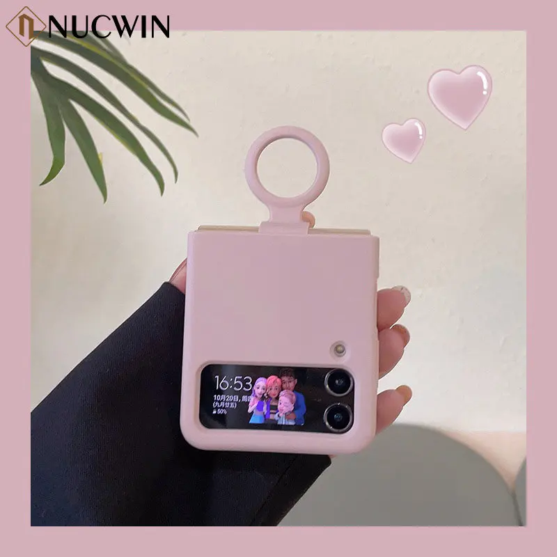 Per Samsung Z Flip 4 3 Ring Holder Custodia In Silicone Liquido Per Samsung Galaxy Z Flip 4 Zflip3 Zflip4 Zflip 3 Cover Color Puro Candy