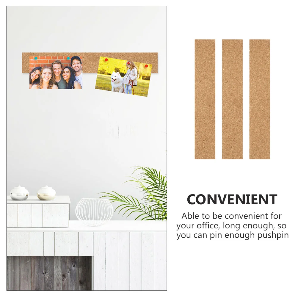 3pcs Cork Note Board Office Bulletin Strips Message Cork Strips Photo Wall Cork Strips images - 6