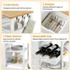 Kitchen island cart on wheels with bamboo countertop, 3 drawers, 3 removable shelves, lockable casters, storage cabinet 5