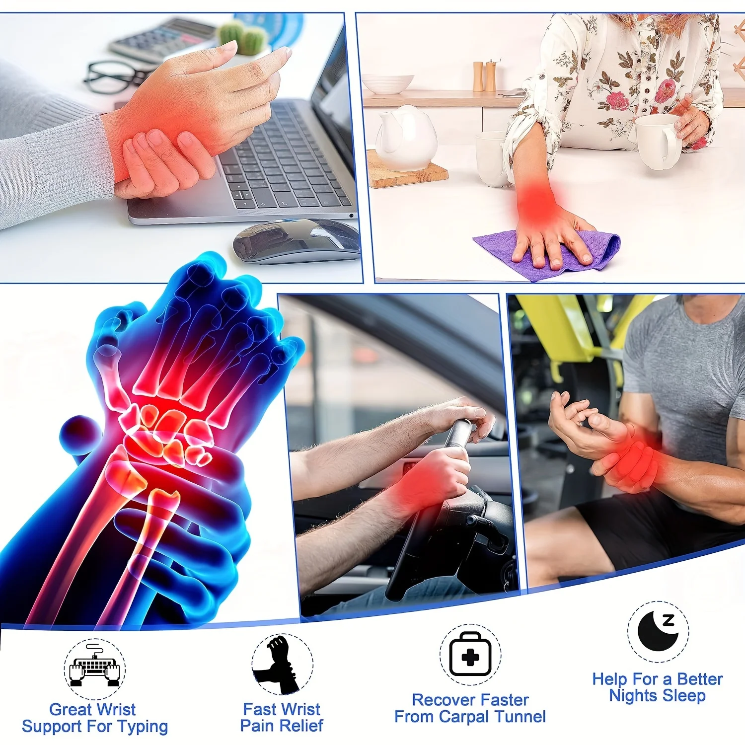 Adjustable Wrist Brace-Precision BOA Closure System Night Sleep Support Brace, for Carpal Tunnel, Sprains, Tendonitis, Arthritis