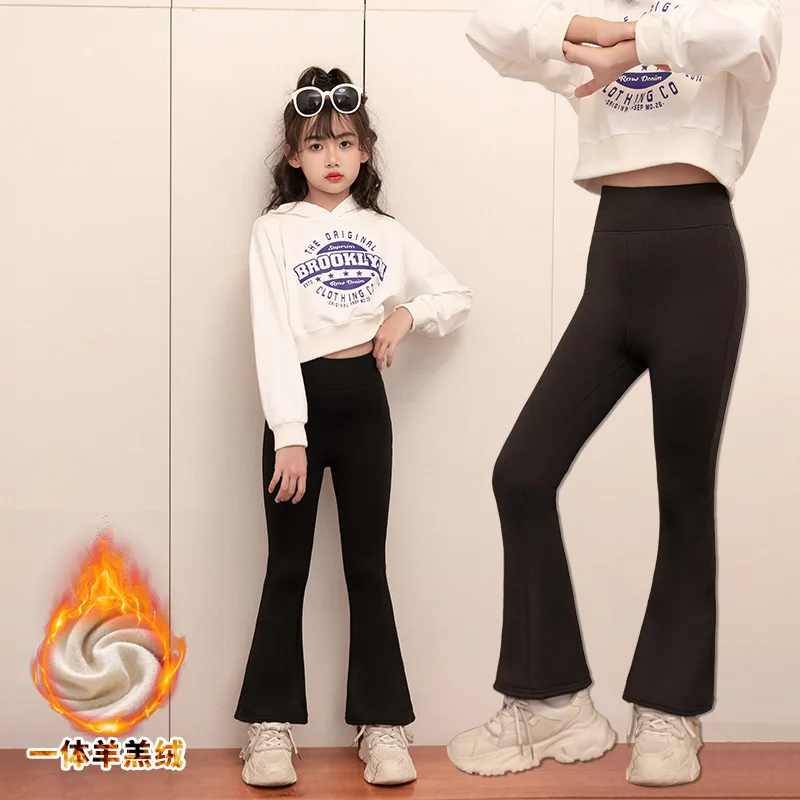 Girls Pants Kids Pants Girls Trousers Girls' Shark Pants Plush Thicken Trousers for Kids Autumn Winter Children's Leggings Teenager Yoga Flared Pants Baby Tights