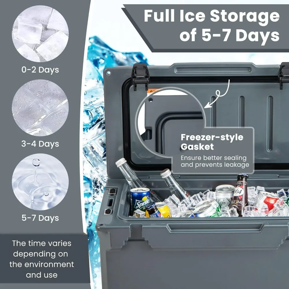 Goplus Cooler, Insulated Large Ice Chest with Portable Handles