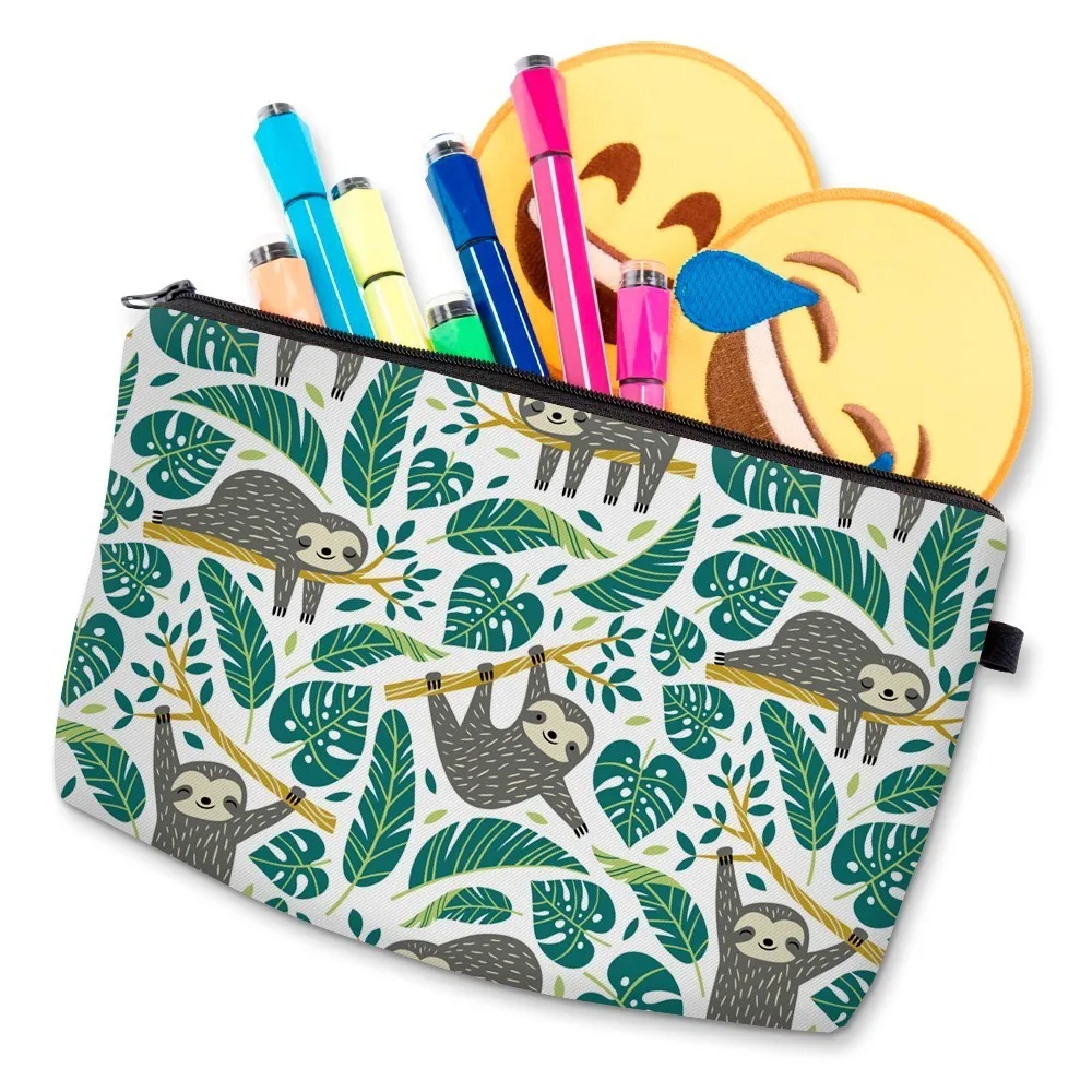 Deanfun Sloth Abstract Art  Cosmetic Bag Waterproof Printing Swanky Turtle Leaf Toilet Bag Custom Style for Travel  51476