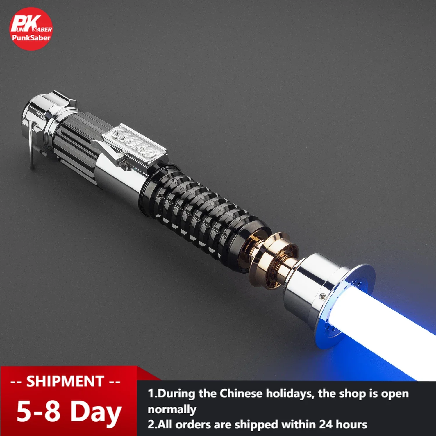 

PunkSaber Laser Sword Metal Hilt Heavy Dueling Lightsaber FX-FOC Smooth Swing 32 RGB Infinite Color Changing Neopixel Lightsaber