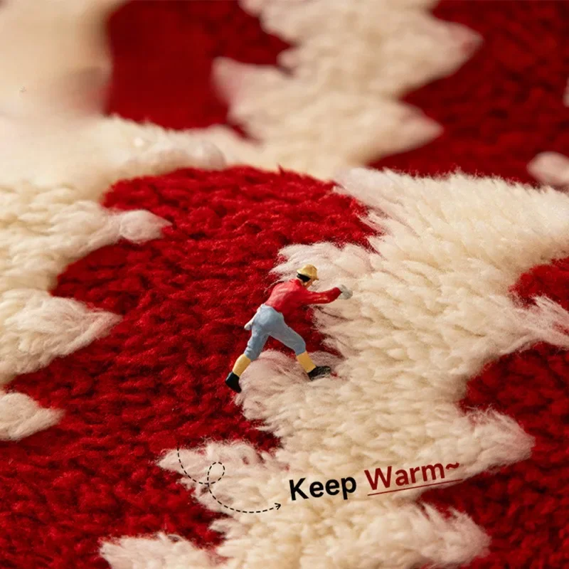 Luxurious Red Festive Sofa Cover Set, Plush Sofa Seat Cushion and Sofa Cover Cloth for All Seasons Sofa Covers for Living Room 2