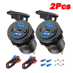 Dual USB Car Charger - 2 Pack, 78W, 4 - Port Super Fast Charging, Waterproof for Marine, Boat, Motorcycle, RV (2Pcs - 4Ports - 78w)