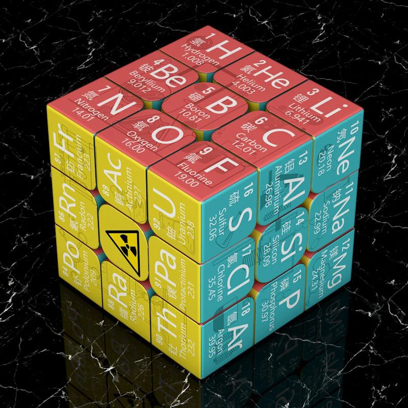 3x3x3 Magic Cube Puzzle Chemical Periodic Table Physics Kids Educational Toy