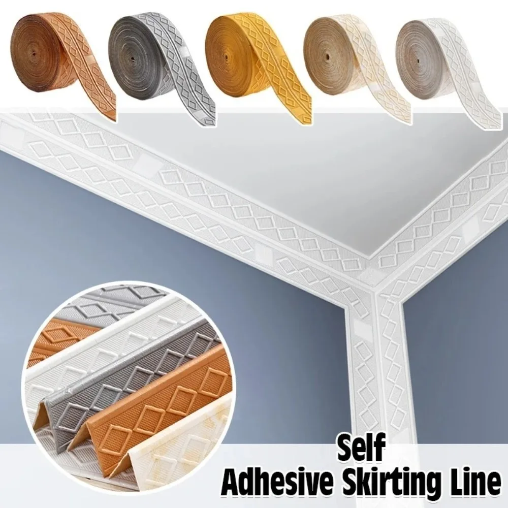 9.2M Decoration Self Adhesive Wall Skirting Border Waterproof Anti-collision Ceiling Wall Stickers 3D Diamond Wallpaper Home