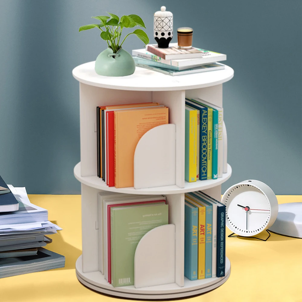 Rotating Bookshelf Display Floor Standing Bookcase Storage Rack For Multi-Functional Bookshelf Organizer