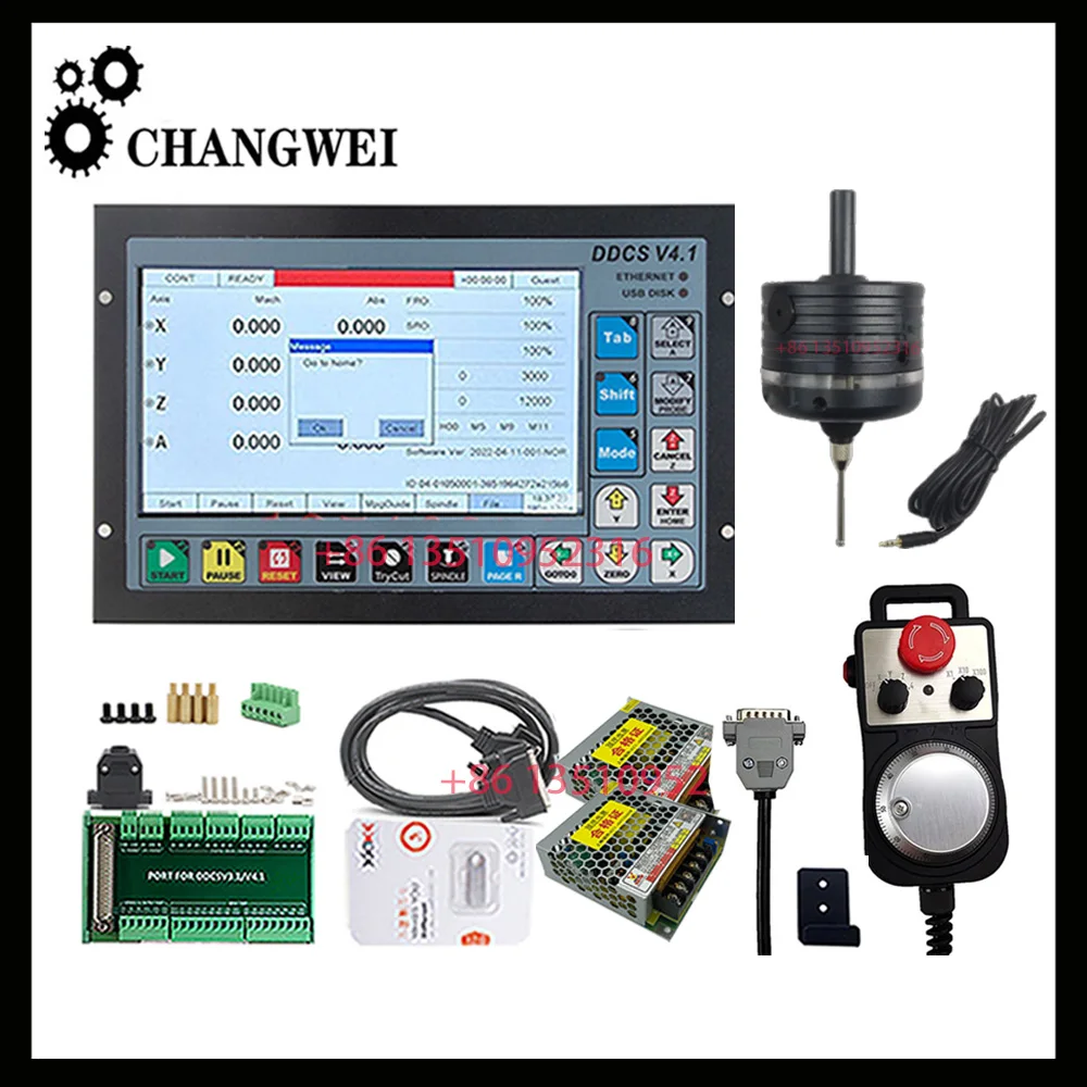 

The latest DDCSV4.1 3/4 axis G-code CNC offline controller kit supports MPG handwheel 3D edge finder 75W24V power supply