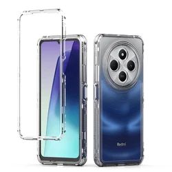 Rugged Armor Shockproof Case with Transparent Acrylic Back Cover for Redmi 14R (Clear)