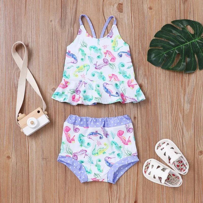 Newborn Baby Girls Clothes Sleeveless Dress+Briefs 2PCS Outfits Set Striped Printed Cute Clothing Sets Summer Baby Sunsuit 0-24M baby girl cotton clothing set Baby Clothing Set