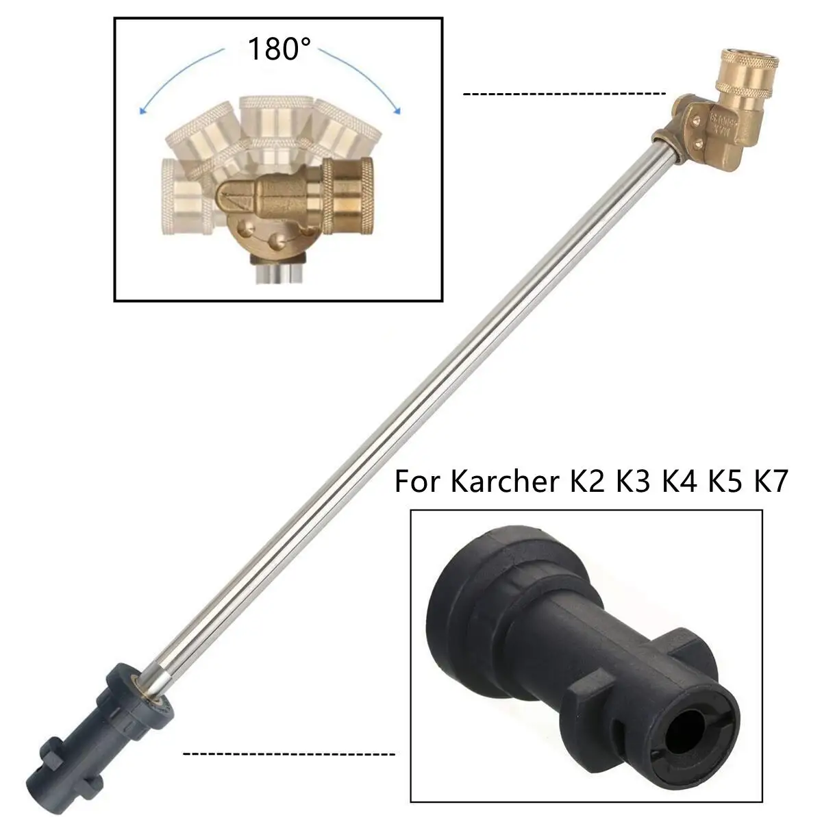 Car Wash Gun Extension Wand Lance For Karcher K2 K3 K4 K5 K7 With Pivoting Coupler Adapter And 5 Nozzles Angle Adjustable 4