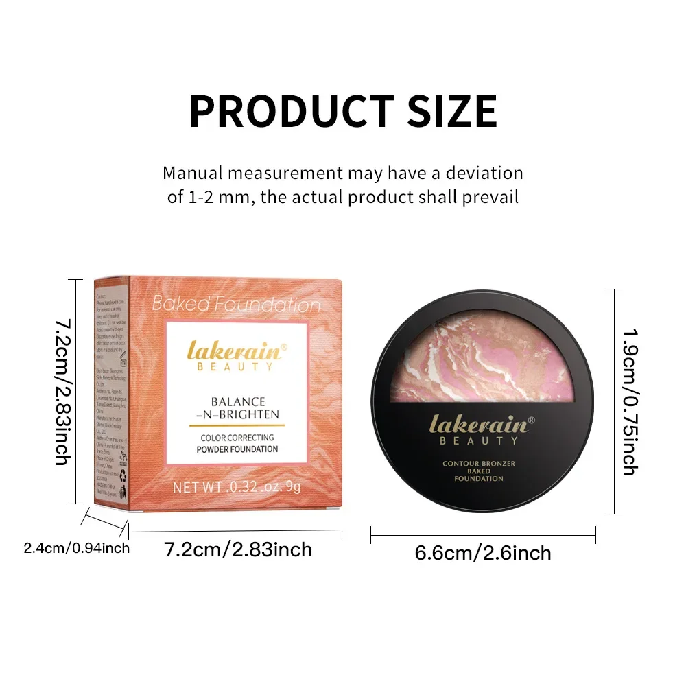 Lakerain 3-In-1 Baking Foundation Highlighter Powder Setting Powder Contour Blush Makeups Cosmetics powder blusher blush powder facial blusher