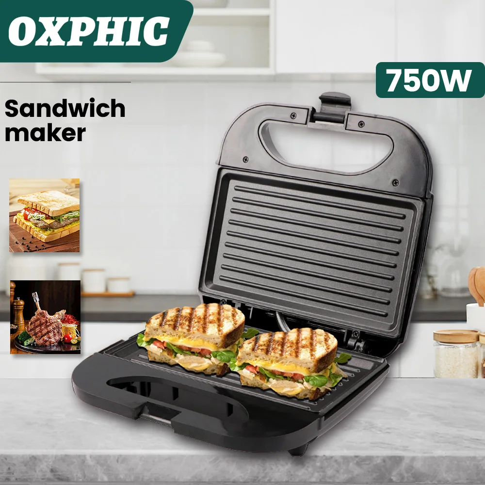 

OXPHIC 750W Electric Sandwich Maker for Breakfast Grill Machine Multifunction Bread Toaster Sandwich Grill Sandwich Maker