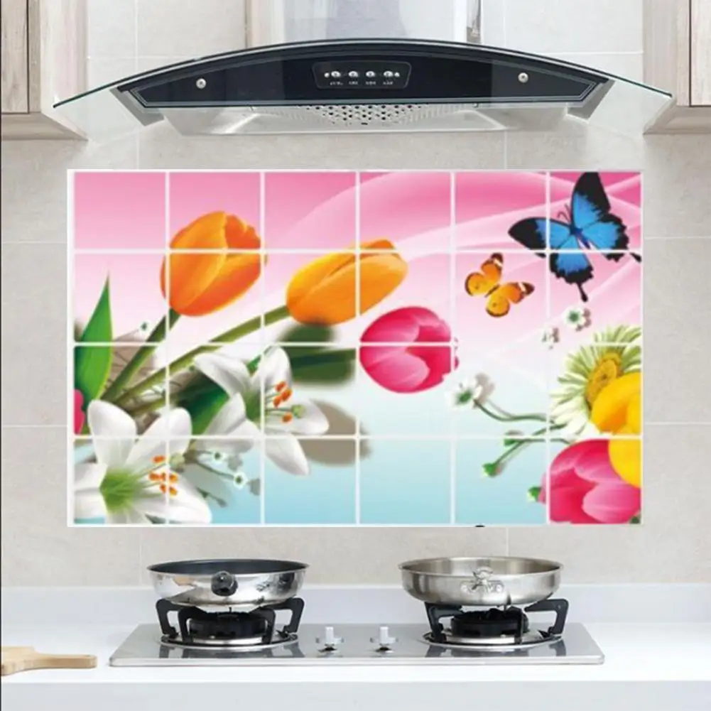 Easy-to-clean Wall Decals Waterproof Wall Decals Waterproof Kitchen Sticker with Dolphin Design Oil-proof Heat for Bathroom
