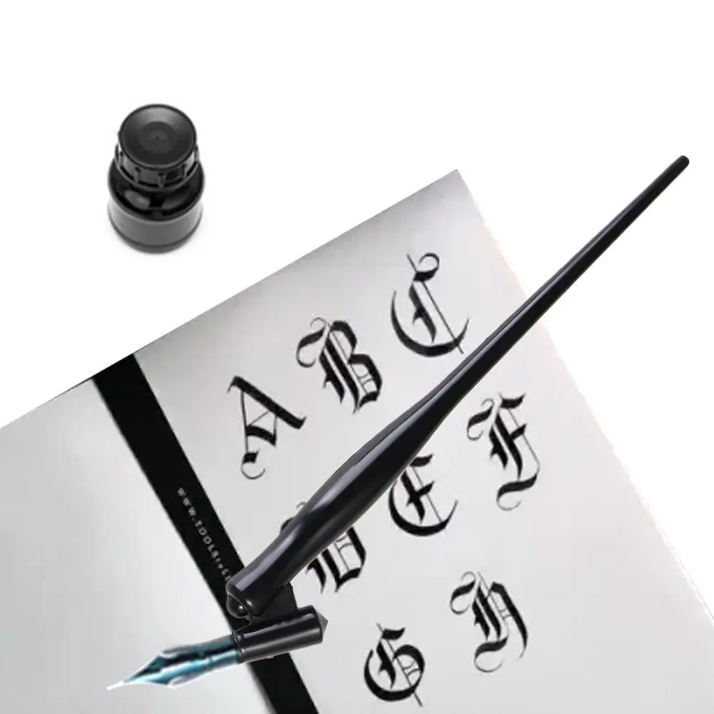경사진 딥펜 홀더 앤틱 아트 드로잉 캘리그라피 펜 닙 탈착식 영어 필기구 구리판 스크립트 펜