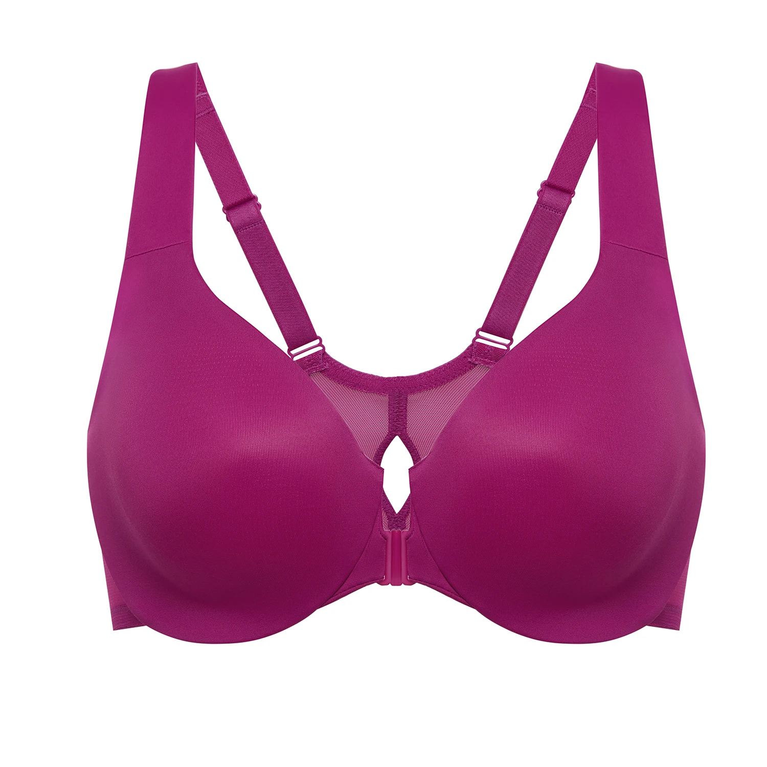 DELIMIRA Women's Plus Size Front Closure Bra Underwire Comfort Racerback Full Coverage Non-padded DD E
