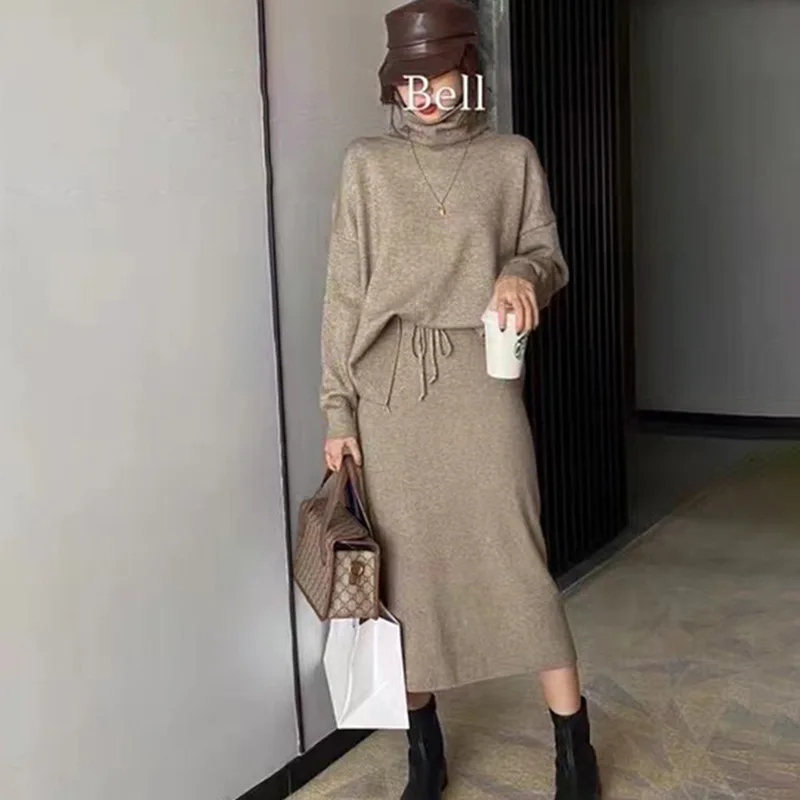 Autumn Printing Series Buckle Top Skirt Set Women