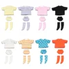 Ob11 Doll Clothes Striped Tops T-shirt Shorts Socks Suit Knitted Sweatshirt For Mini 1/12 Doll Cute Surprise Face Boy Girl Gift 1