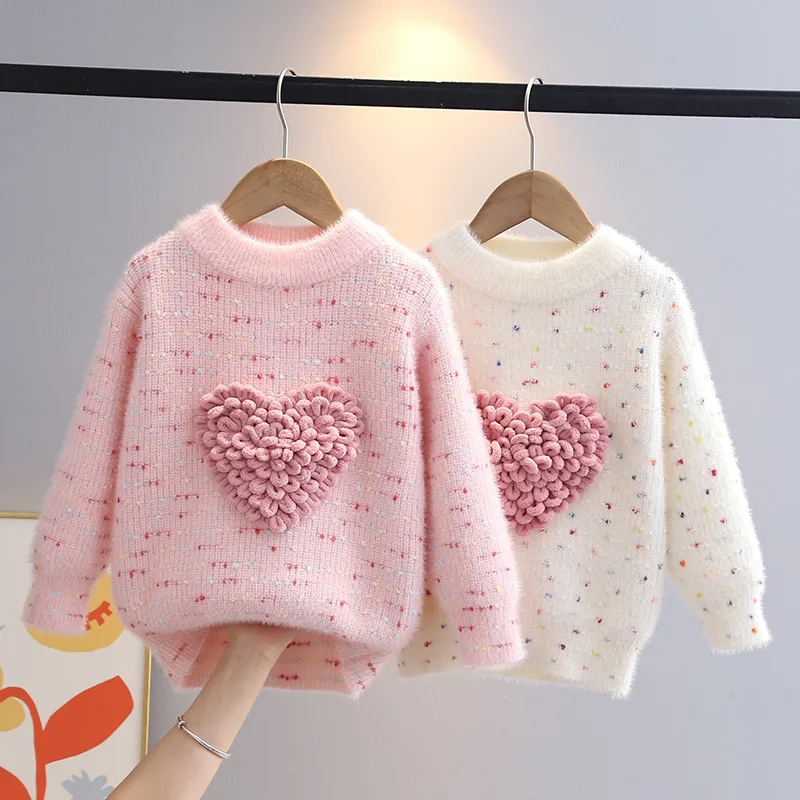 

Girls Sweaters Autumn Winter 2024 Children Knitted Sweatshirts Outerwear For Baby Woolen Clothing Tops Kids Pullover Sweater 7Y