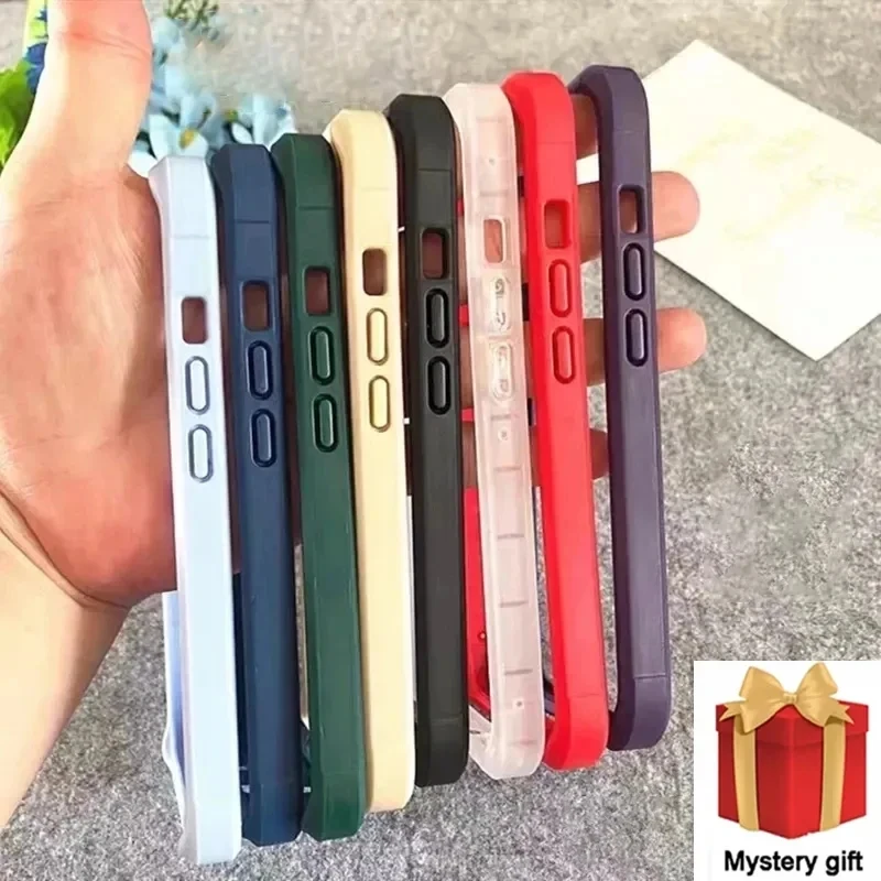 럭셔리 얇은 매트 소프트 TPU 범퍼 프레임 사이드 폰 케이스, 아이폰 15, 14, 13, 12, 11 프로 맥스, 15, 14 플러스, 노크 방지 보호 커버