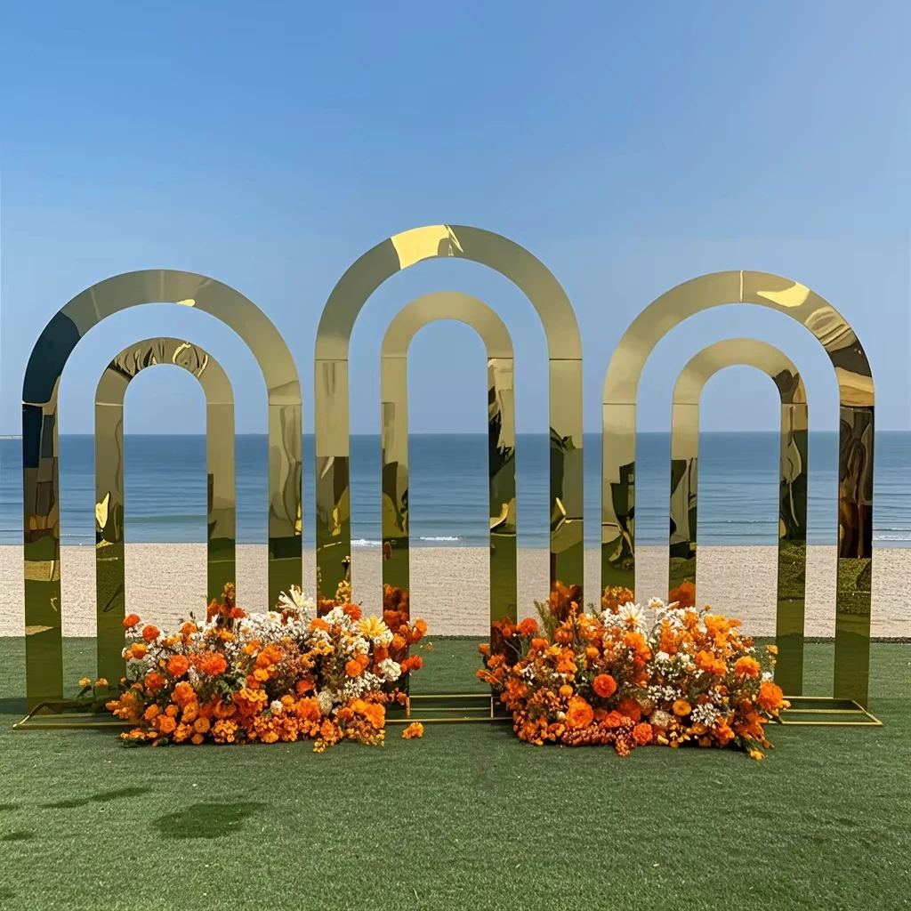 Outdoor Wedding Arch Frame, Christmas Balloon Party Home Garden Decoration Frame, Heavy Duty Double Circle Rust-proof Background