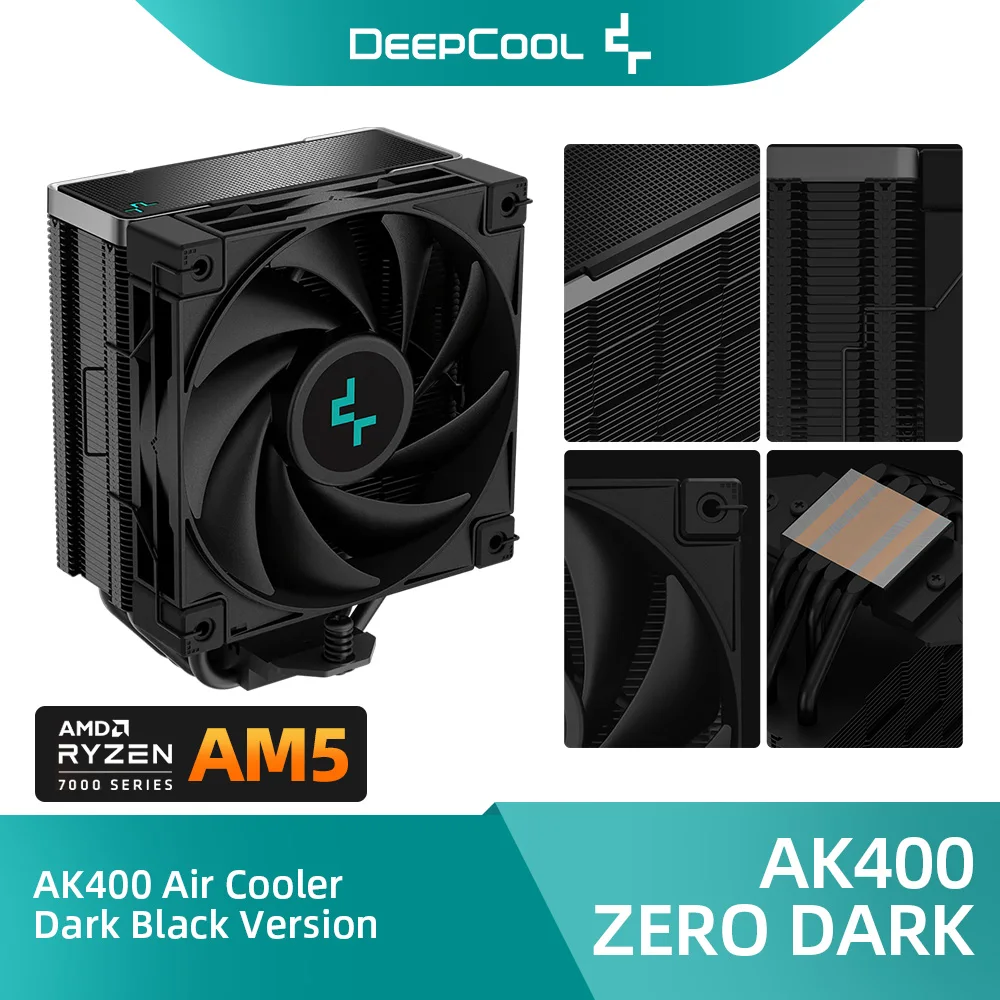 

DeepCool PWM CPU Air Cooler AK400 Zero Dark 1850RPM With 12cm Fan 6 Heatpipe Radiator Chip Cooling for AM5 Enfriador de CPU