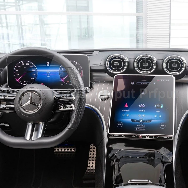 KRIECK Protezione Schermo Navigazione per Benz per Classe C W206 2022 Schermo Navigazione GPS Auto Pellicola Protettiva in Vetro Temperato Adesivo per Interni Auto (Misurare : Dash Board