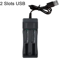 Multi-Slot Black Battery Charger for 18650 Rechargeable Lithium Batteries (2 Slots USB)