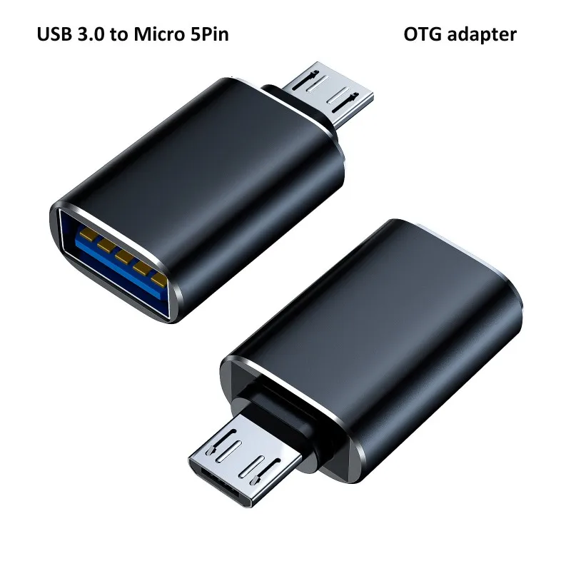 Adaptateur USB-C Vers USB OTG En Aluminium Noir - Convertisseur Rapide Avec Câble Inclus