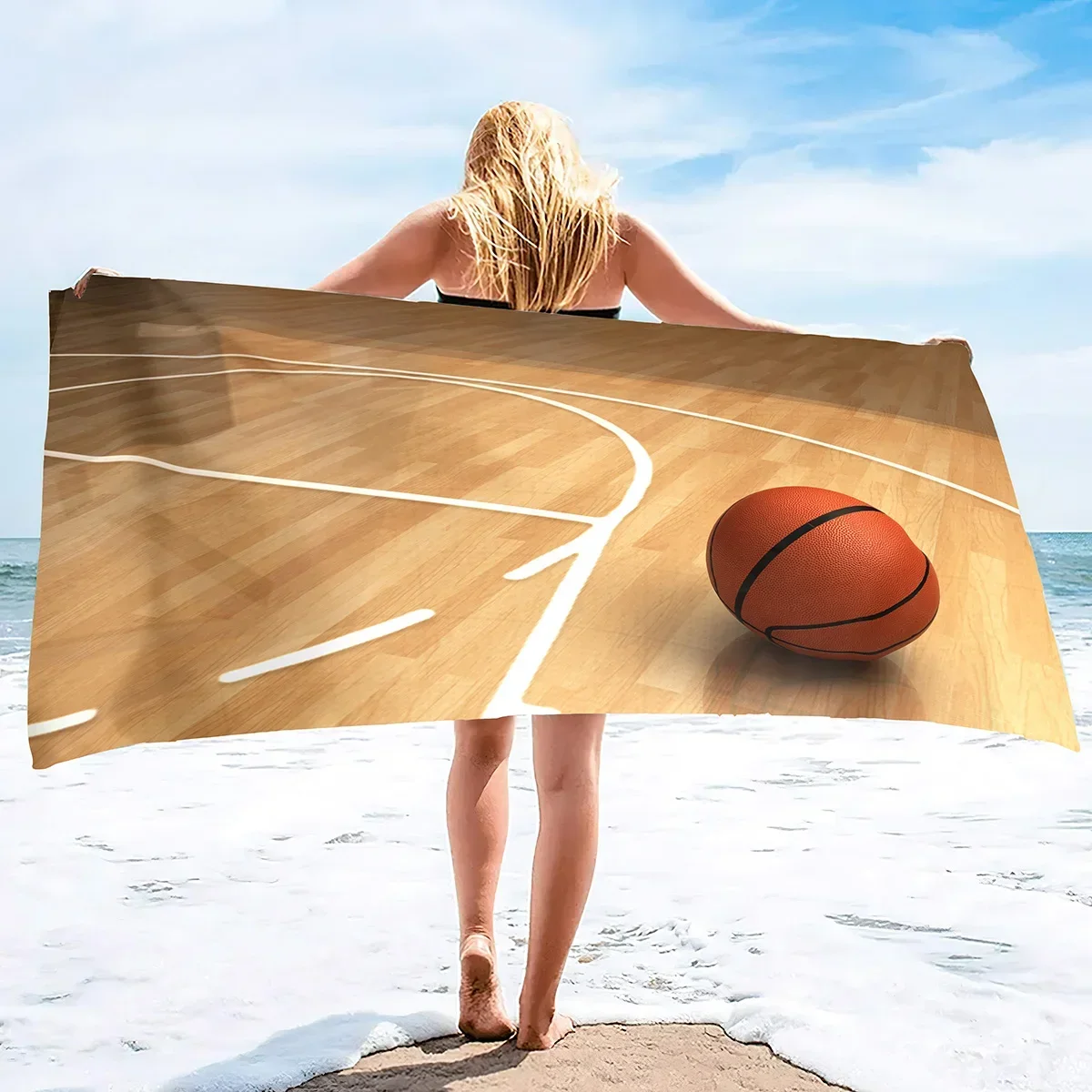 Basketball Large Beach Towel,Soft and Quick Dry Oversized Bath Towel Soft Microfiber for Sports Girls Teens Adults Men
