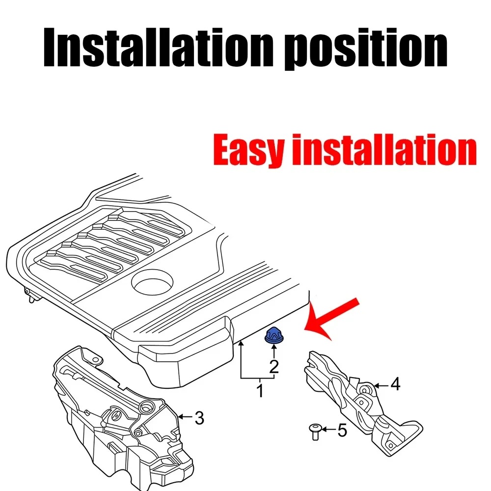 4x Motorabdeckungs-Zierleisten-Gummilager-Buchsen-Stoßdämpfer 11127614138 für BMW 1er E88 E82 F20 LCI X4 für MINI F56 F55 – Detail 2
