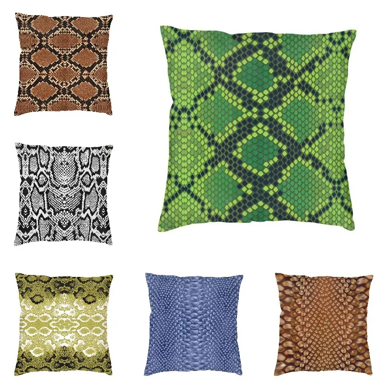 

Snake Skin Print Cushion Covers 40x40cm Snakeskin Animal Texture Throw Pillow Case Sofa Chair Square Pillowcase Home Decor