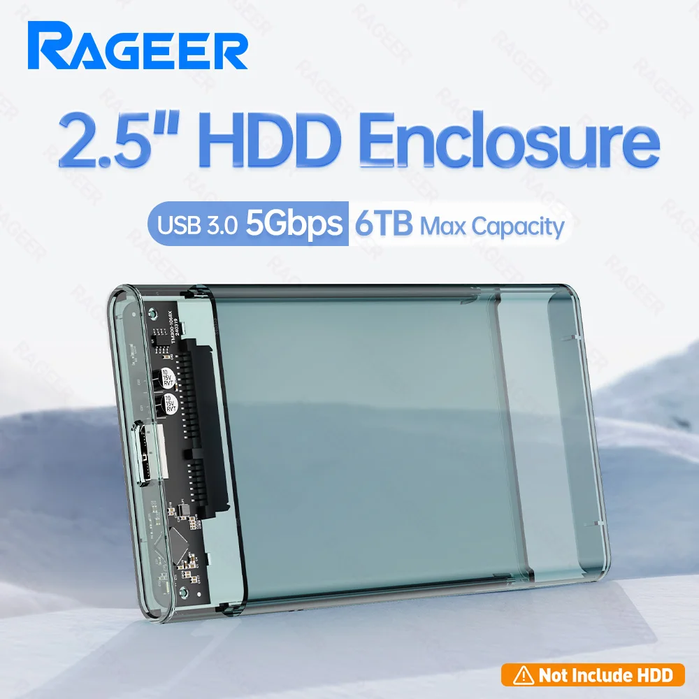 RAGEER 2.5인치 하드 드라이브 인클로저 - 공구 없이 설치, USB 3.0 UASP 지원, 2.5인치 SATA SSD 및 HDD용 5Gbps 속도, 플러그 앤 플레이 지원