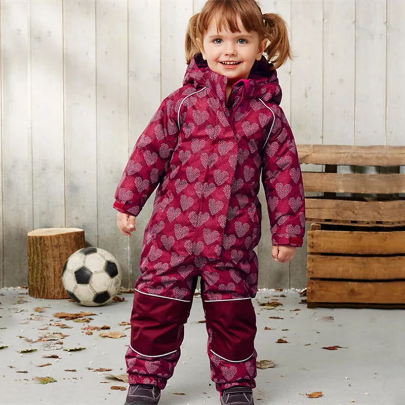 One-piece children's ski suit suit boys and girls ski pants top waterproof thickening warm baby snow town equipment