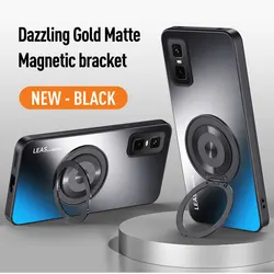 Magnetic Holder Case - Matte Skin - Feel with Lens Protection, Hard Back Cover for Infinix GT30 Pro 5G (Black)